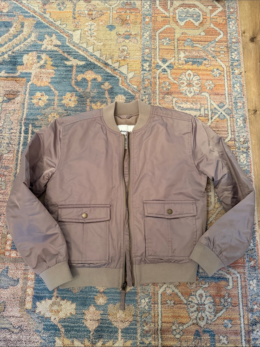 abercrombie kids beige bomber jacket